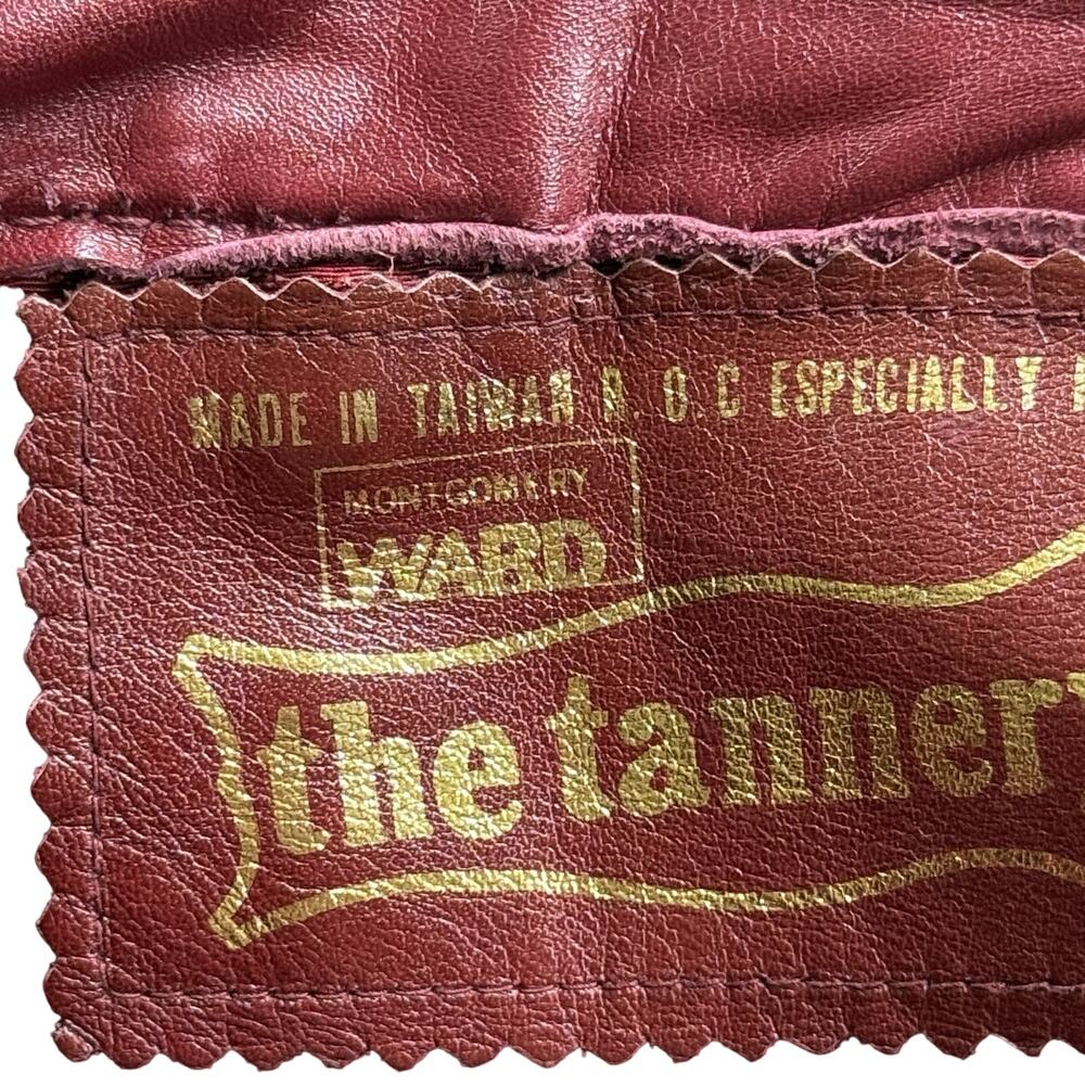 Vintage 70s Montgomery Ward Leather Skirt 17 18 Plus Wine Red Midi A Line - Picture 6 of 11